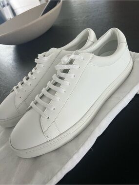 Oliver Cabell All-White Low-Top Leather Sneakers